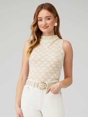 Ownley Jacqui Lace Tank Ivory XS Sheer Stretch Top